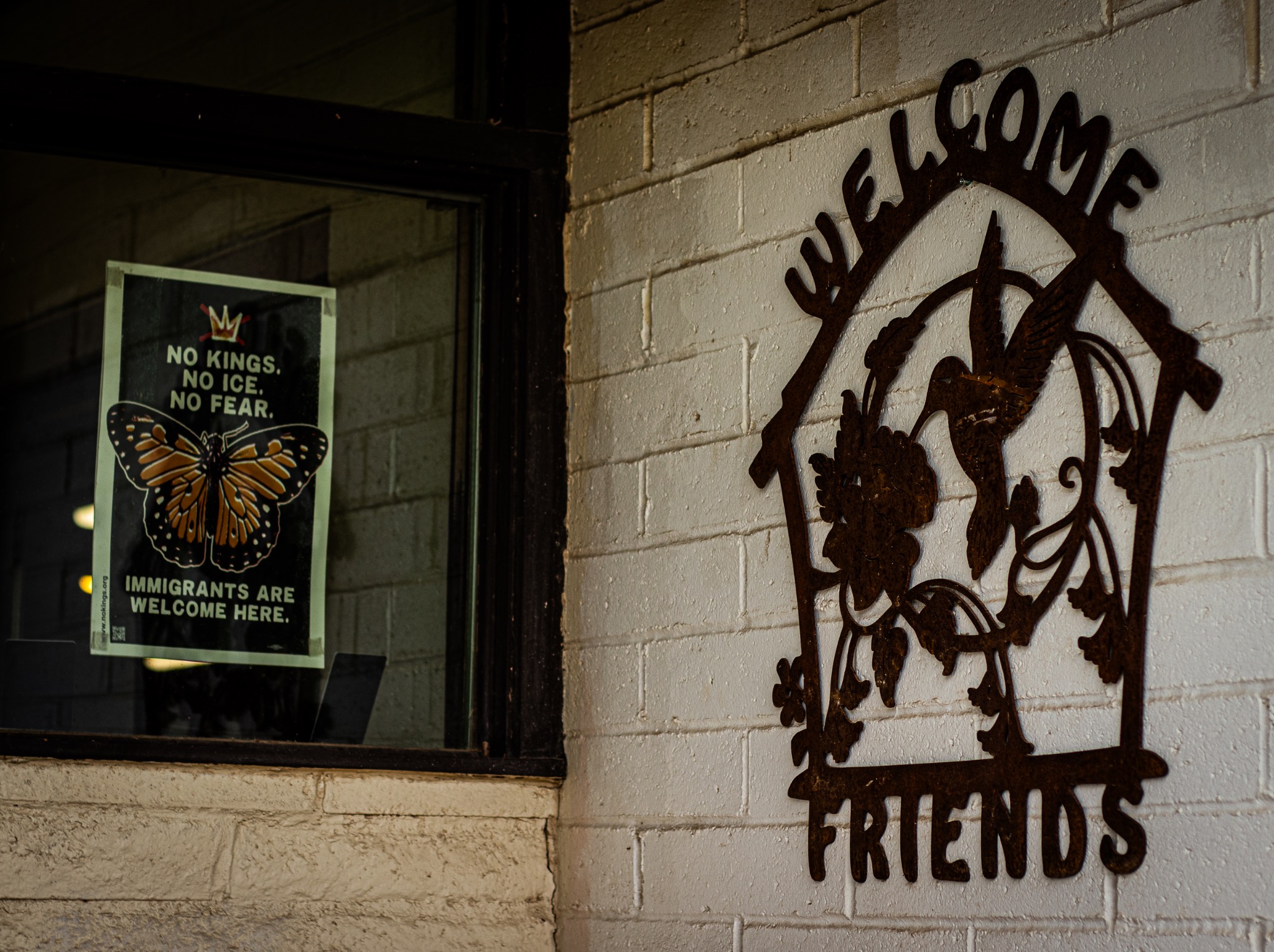 A Welcome Friends sign outside Tucson Clay Co-op